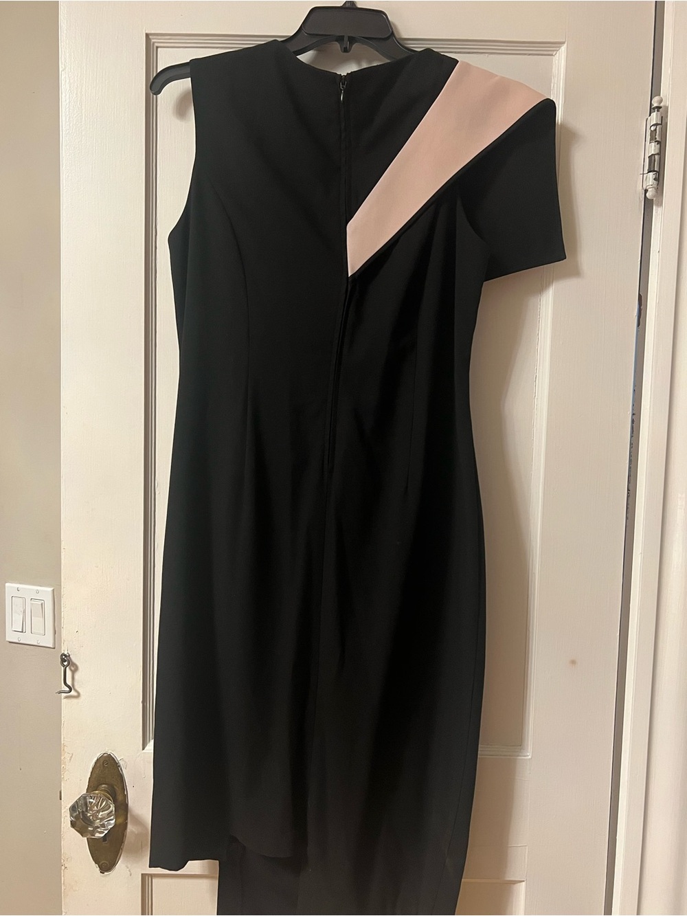 ASOS Curve Black Dress with Blush Pink One-Shoulder Detail